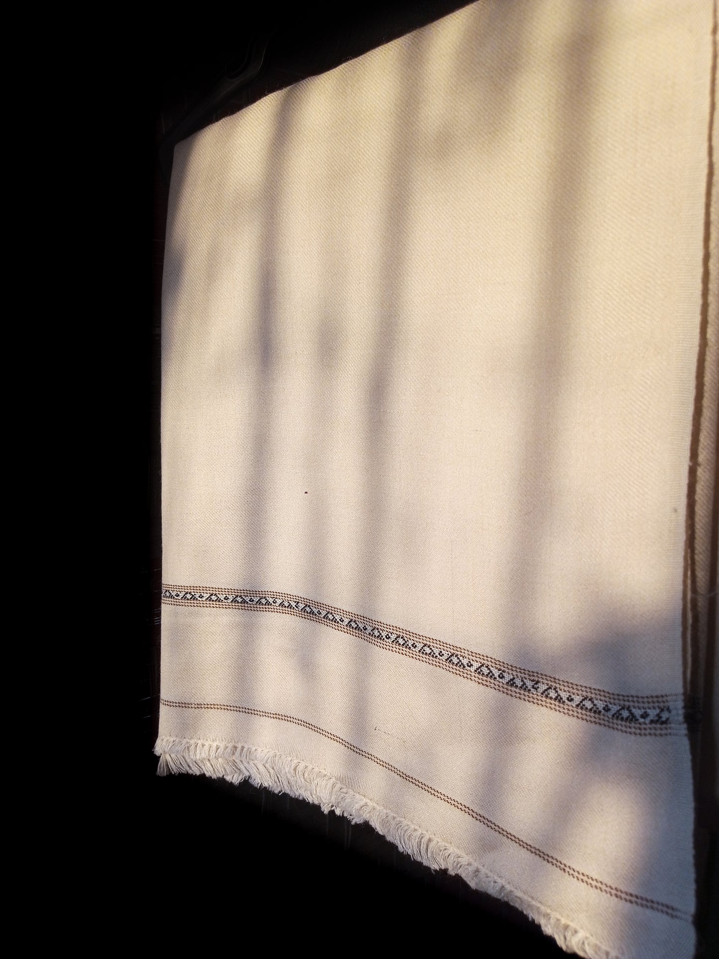 Premium Off White Pure Wool Shawl