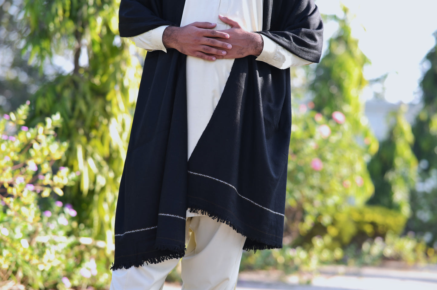 Black Angora Woolen Shawl — Daman-e-Khaas Signature Collection