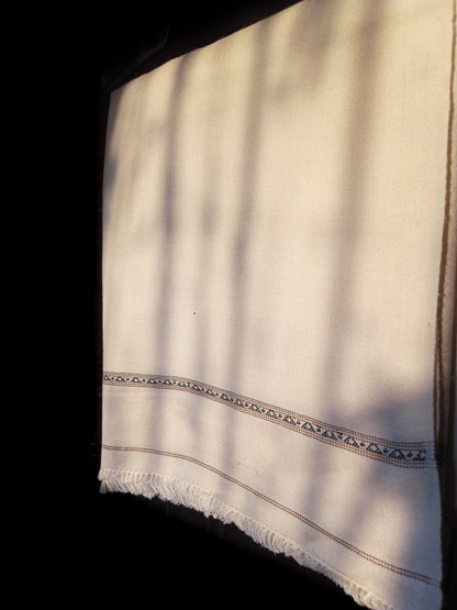 Premium Off White Pure Wool Shawl