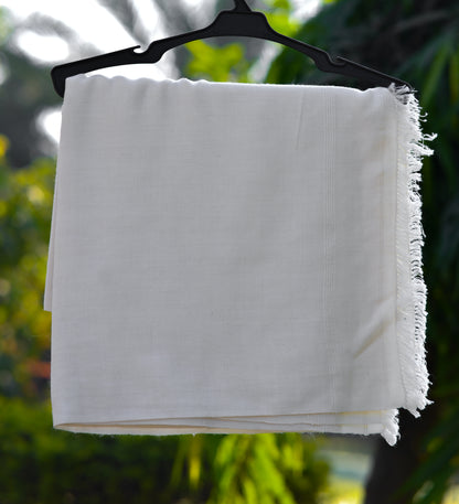Premium White Pure Wool Shawl – Timeless Luxury