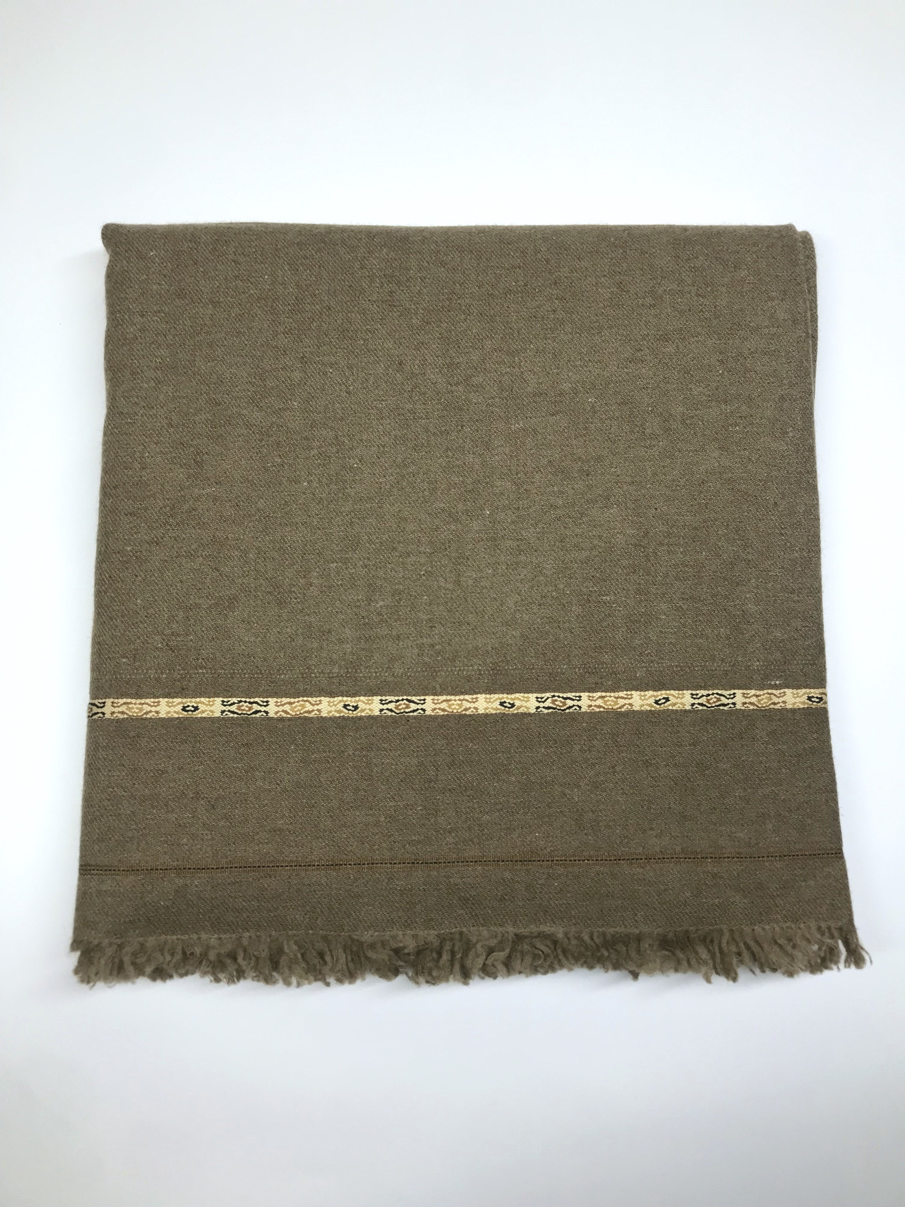 Khaki Brown Angora Woolen Shawl — Daman-e-Khaas Signature Collection