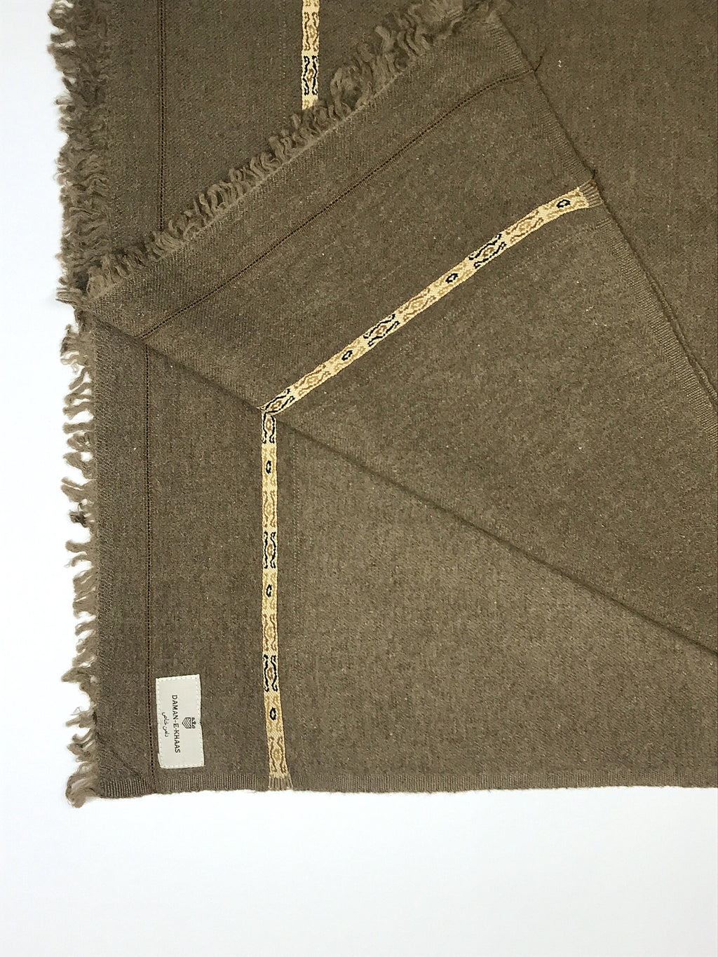 Khaki Brown Angora Woolen Shawl — Daman-e-Khaas Signature Collection