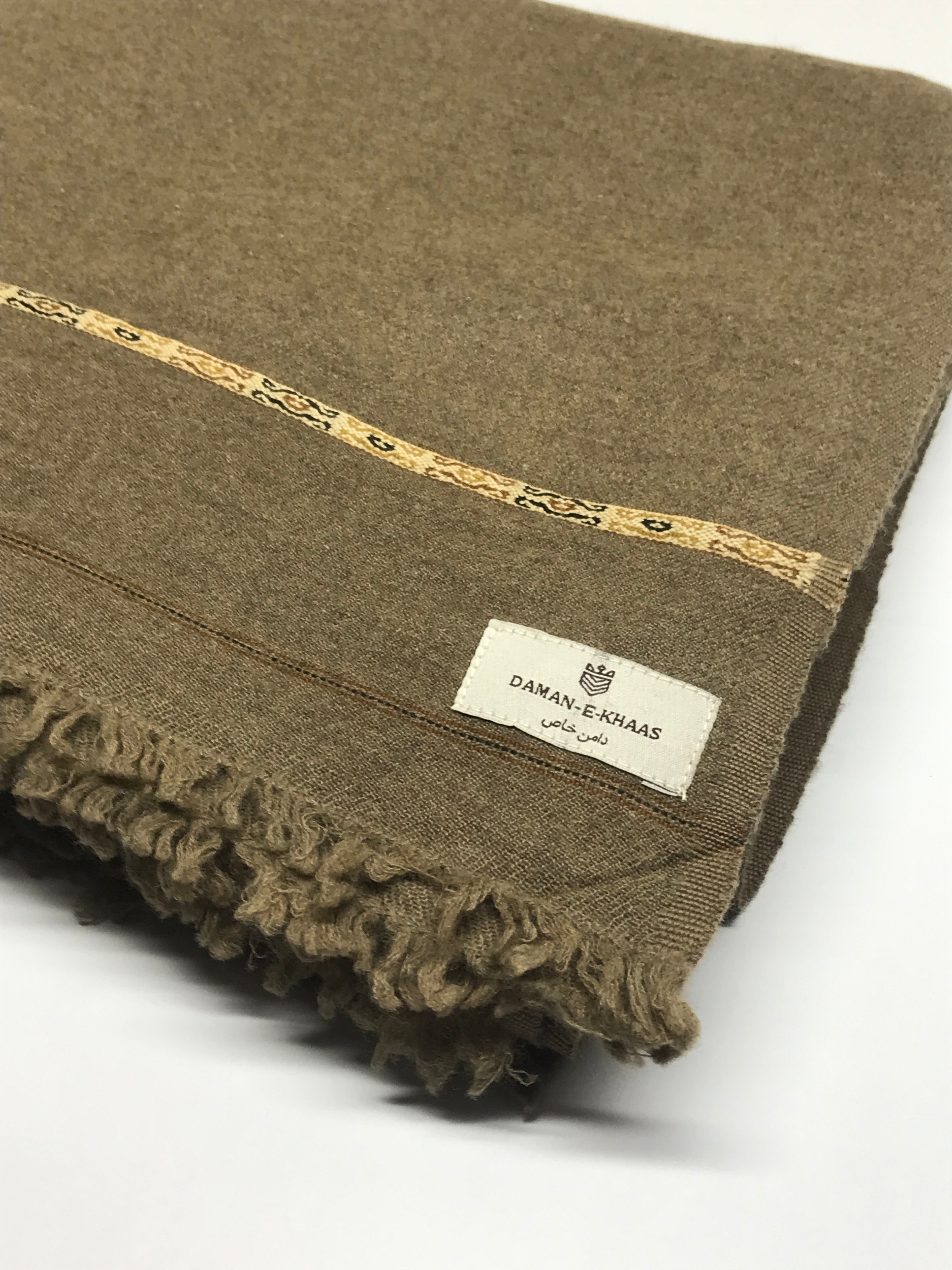 Khaki Brown Angora Woolen Shawl — Daman-e-Khaas Signature Collection