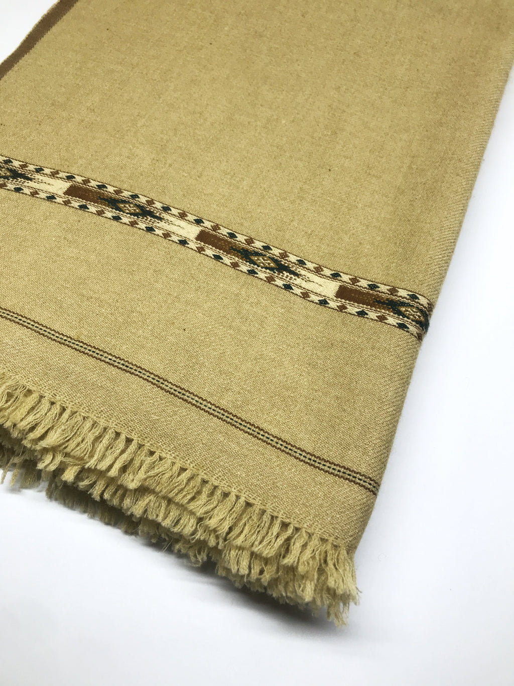 Kashmiri Sandstone Dhussa Wool Shawl with Traditional Border – Classic Warmth Redefined