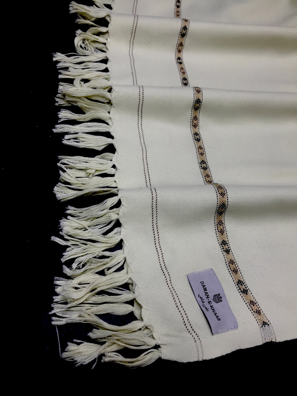 Cream Classic Wool Shawl with Traditional Border