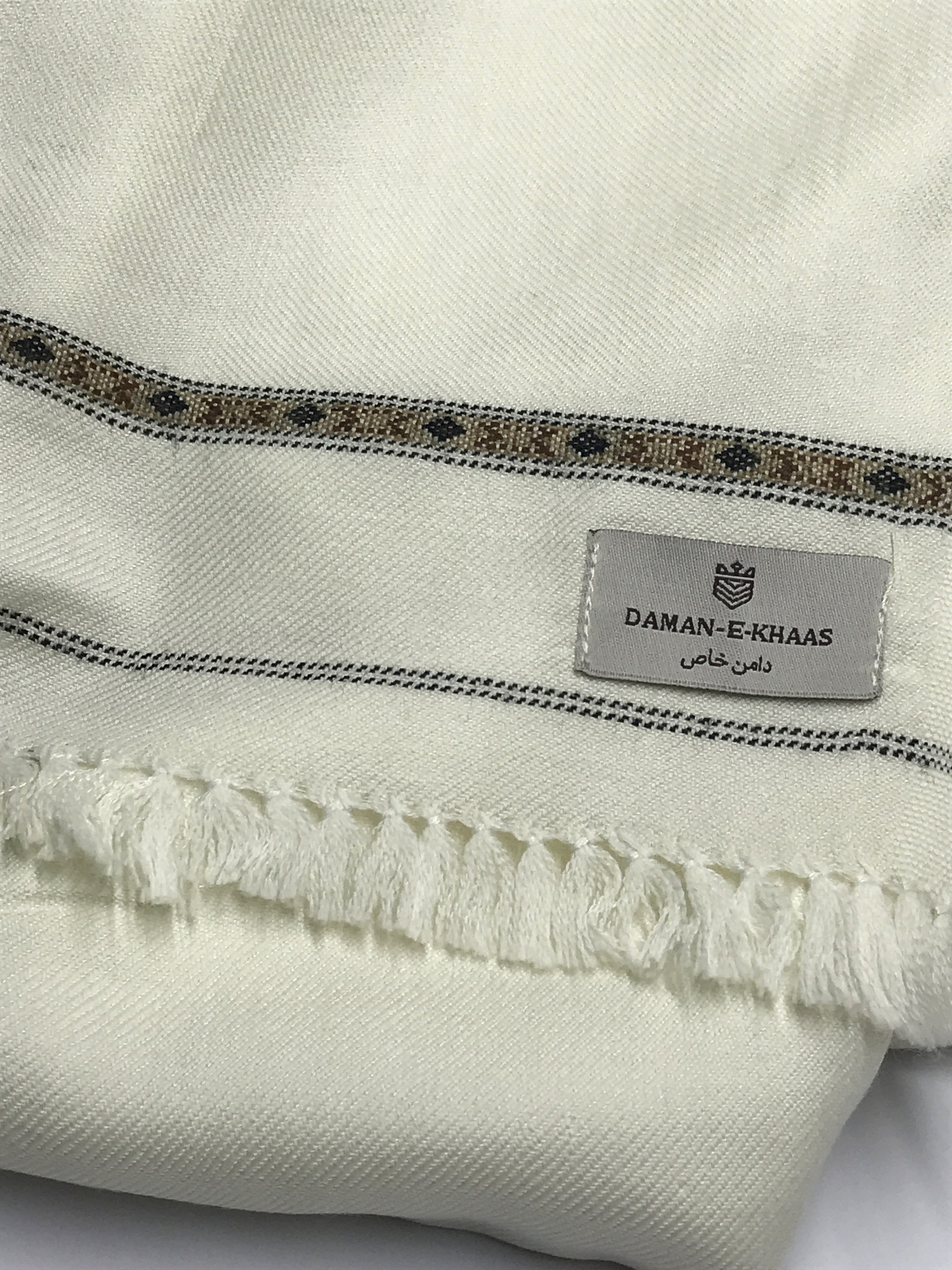 Elegant Off-White Wool Shawl – Single Border Design